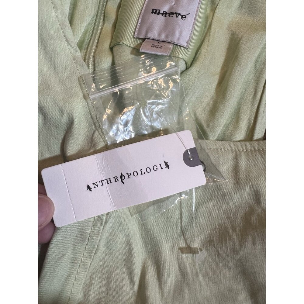 Maeve Anthropologie Mini Dress Size Large Sleeveless Volume Hip Green Stretch - Picture 10 of 15